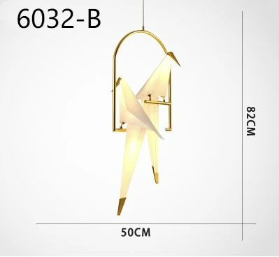 MOLDEN современный бумажный журавль металлическая люстра для ресторана гостиной столовой детской комнаты светодиодный дизайн птички подвесной светильник - Цвет абажура: 6032-B