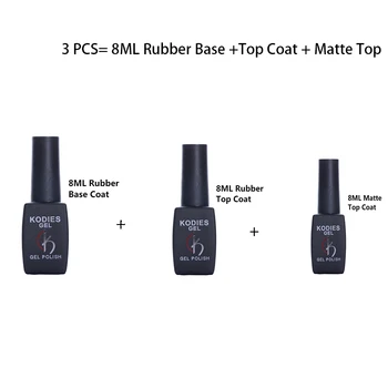 

2020 New 3 PCS/Set 8ML Bae Coat Top Coat Set Long Lasting Rubber Gel Primer Reinfore Gel Nail Polish Matte Top Coat Gellak Art