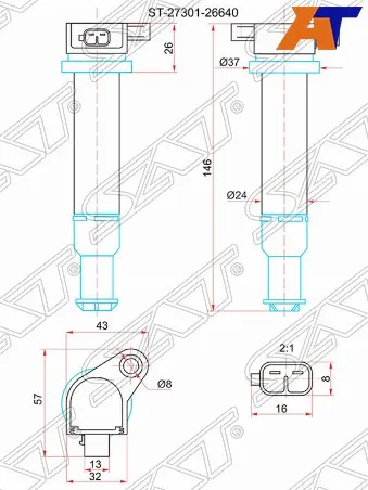 Катушка зажигания HYUNDAI ACCENT05-10/KIA RIO 05-10 SAT ST-27301-26640 | Автомобили и мотоциклы
