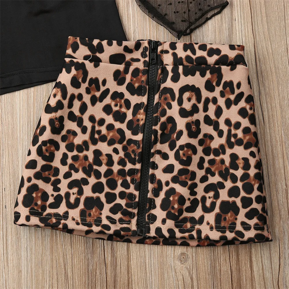 Леопардовые для малышей и девочек, одежда с принтом для малышей и девочек топы, футболка комплект с леопардовой юбкой, спортивный костюм осенняя одежда для девочек