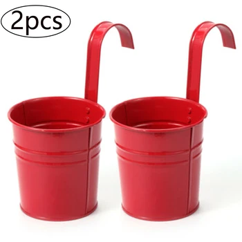 

2PC Metal Iron Flower Pot Hanging Balcony Plant Holder Fence Pots Home Garden Decoration High Quality 2020
