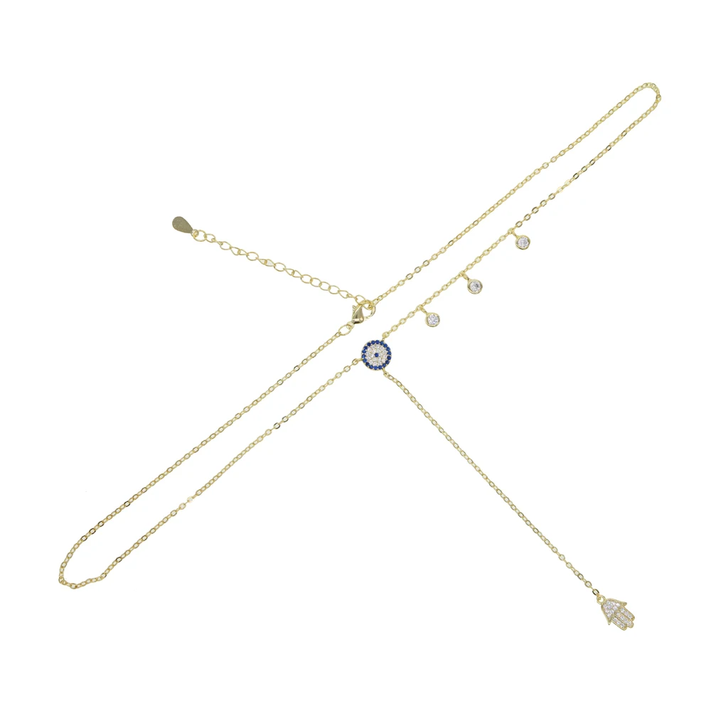 Длинное ожерелье-чокер золотого цвета с подвеской в виде капли глаз, аксессуары для женщин, свадебные ювелирные изделия, колье в форме Y