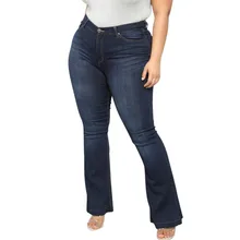 Fashion Mom Jeans Womens Solid Color Plus Size Pocket Button Zipper Jeans Denim Female Mid Waist Sexy Flares Pants For Women