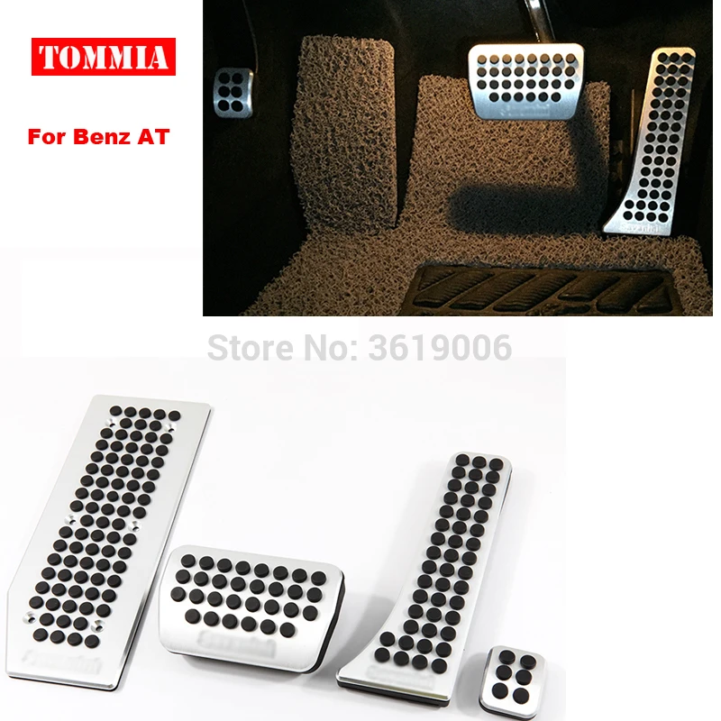 Tommia Aluminum Footrest Gas Brake Pedals Pad Kit For Benz C180 C260