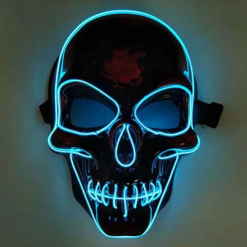Halloween Skeleton Mask LED Illuminated Scary EL-Wire Mask Light Up Festival Cosplay Costume Supplies Party Mask Glowing Props