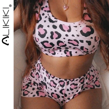 

2 Pieces Zodiac Sign Pajamas Set Sexy Yes Daddy Crop Top And Shorts Set Leopard Sleepwear For Adults Women Pijama Mujer Pyjama