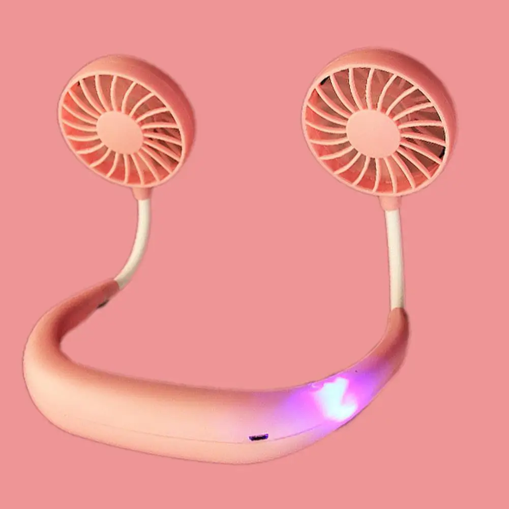 

2019 Summer Hands-free Lazy Neck Band Hanging USB Rechargeable Sports Dual Fan Mini Air Cooler Portable 3 Speeds Large battery