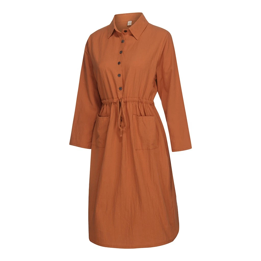 FREE OSTRICH BerryGo Autumn Winter Women Dresses Vestidos Linen Plaid Long Dress Elegant Mid Calf Ladies Female Robe Dress 807