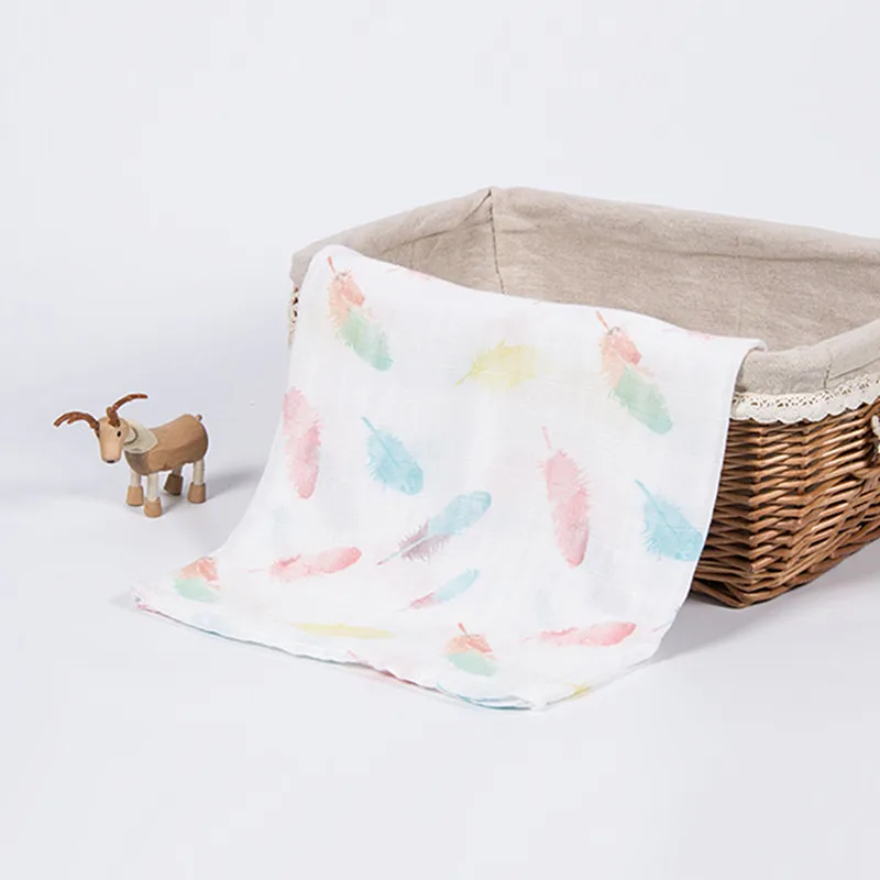 feather Новые детские одеяла для новорожденных из 70% бамбука+ 30% хлопка, мягкое детское одеяло для пеленания, муслиновое одеяло для младенцев, постельное одеяло для коляски - Цвет: feather