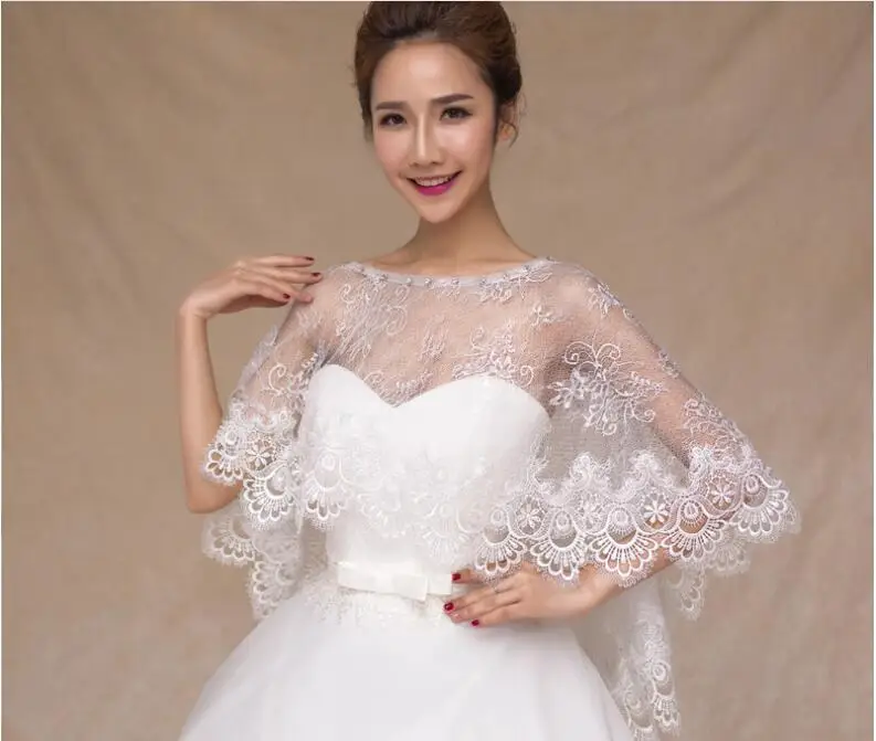 High Quallity Lace Crystal Wedding Jacket Elegant Short Bridal Wraps Shawl Summer Women Evening Bolero New Bride Capes Mariage