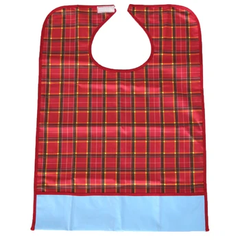 

Adult Bib Washable Reusable Waterproof Clothing Protector With Backing Red