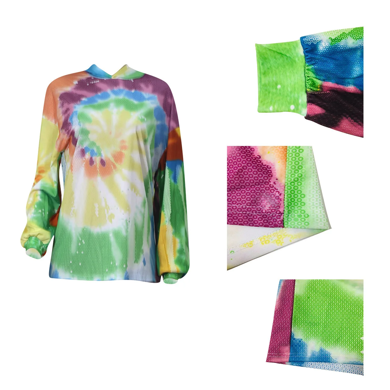 Women Vintage Tie-Dye Casual Autumn Hoodies Female Color Long Sleeve Stylish Oversized Sweatshirts Korean Style Street Wear Tops