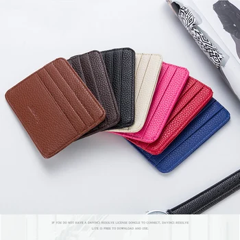 

2020 New Fashion Women Slim Minimalist Wallet PU Leather Credit Card Holder Short Purse J9