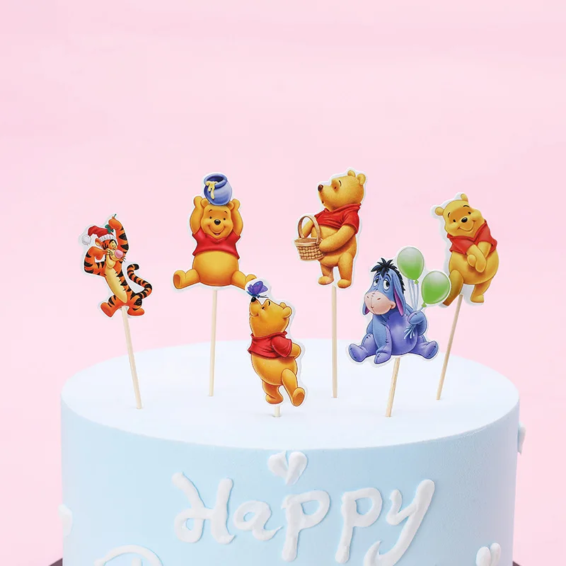 24 Uds Winnie de Disney Pooh oso Tigre bolas de burro Cupcake Toppers, recoge los niños fiesta de cumpleaños pastel de decoración de la boda suministros