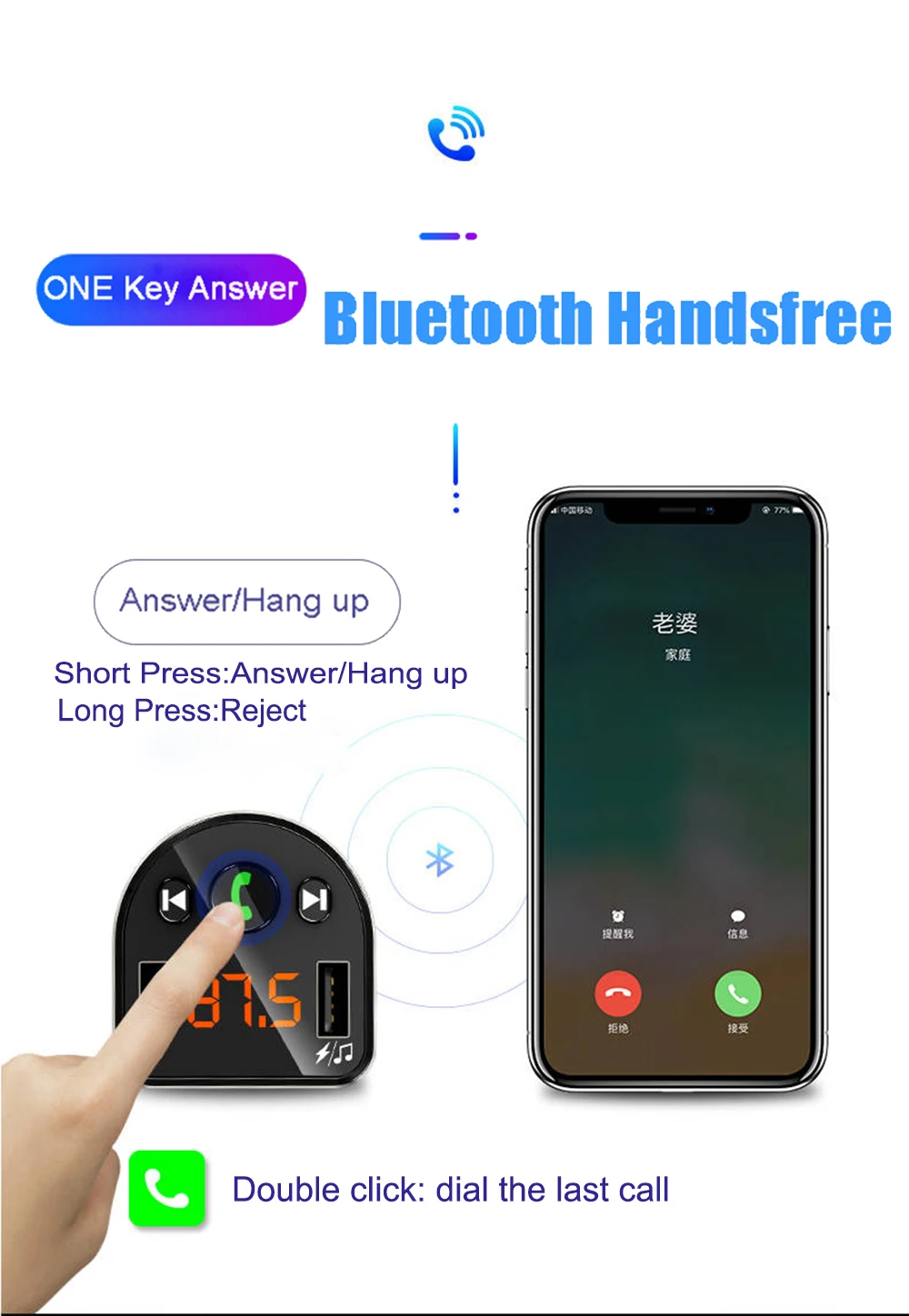 JINSERTA Bluetooth 5,0 Handsfree беспроводной комплект fm-передатчик MP3-плеер двойной USB зарядное устройство автомобильные аксессуары TF U диск музыка