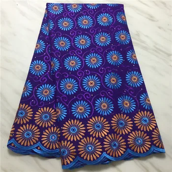 

African Blue Swiss Lace Fabric 2019 High Quality Swiss Voile Lace In Switzerland African Cotton Voile Lace For Women Dress FD109