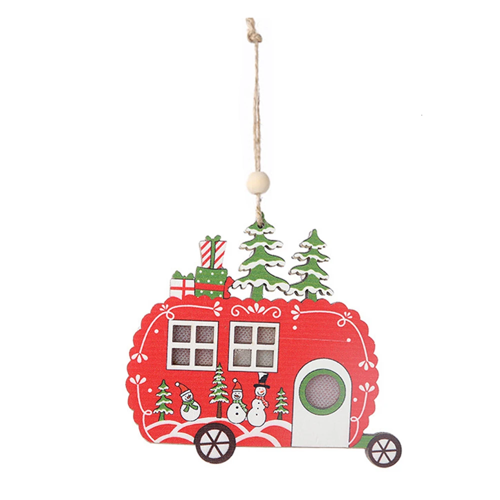 Car Светодиодный свет деревянная новогодняя елка Подвески украшения Xmas DIY Изделия из дерева для детей подарок для дома Рождество год вечерние украшения - Цвет: Car