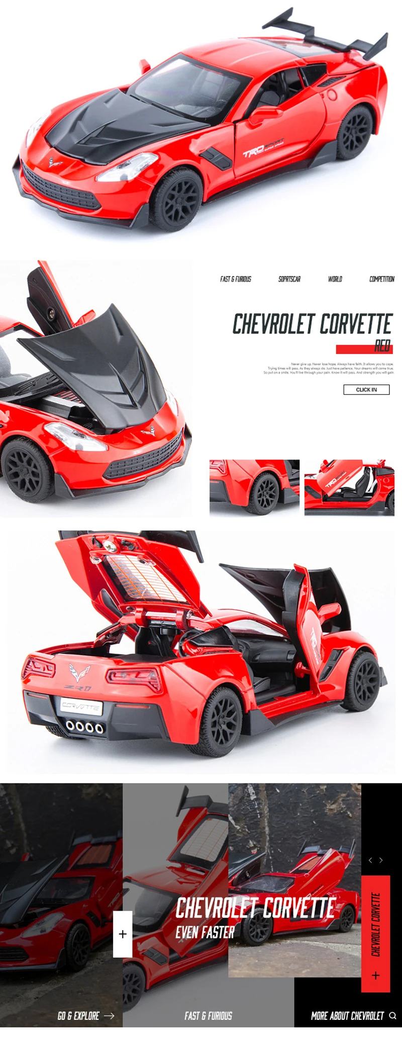 1:32 Corvette Diecasts& Toy vehicles сплав оттягивающийся автомобиль игрушки Модель со звуком и светильник игрушечные машинки для детей Подарки
