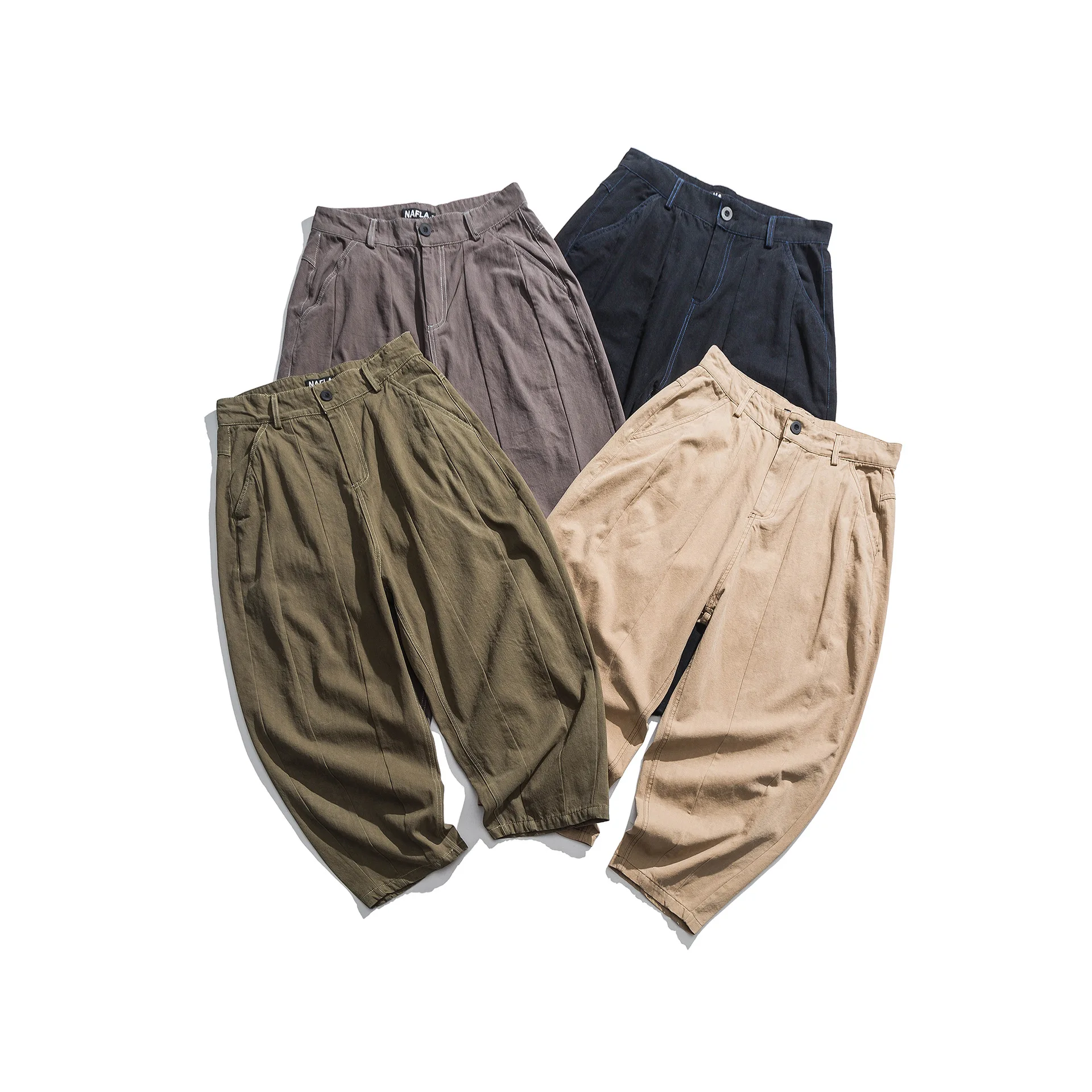 

City Where the Product 2019 Popular Brand Solid Color Men Loose-Fit Capri Pants Casual Pants Japanese-style Men's Trousers