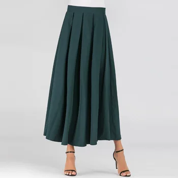 

Women Pleated Skirts Plus Size 3XL High Waist Casual Long Maxi Skirt Faldas Saia Ankle Length Large Swing Skirt Jupe Femme