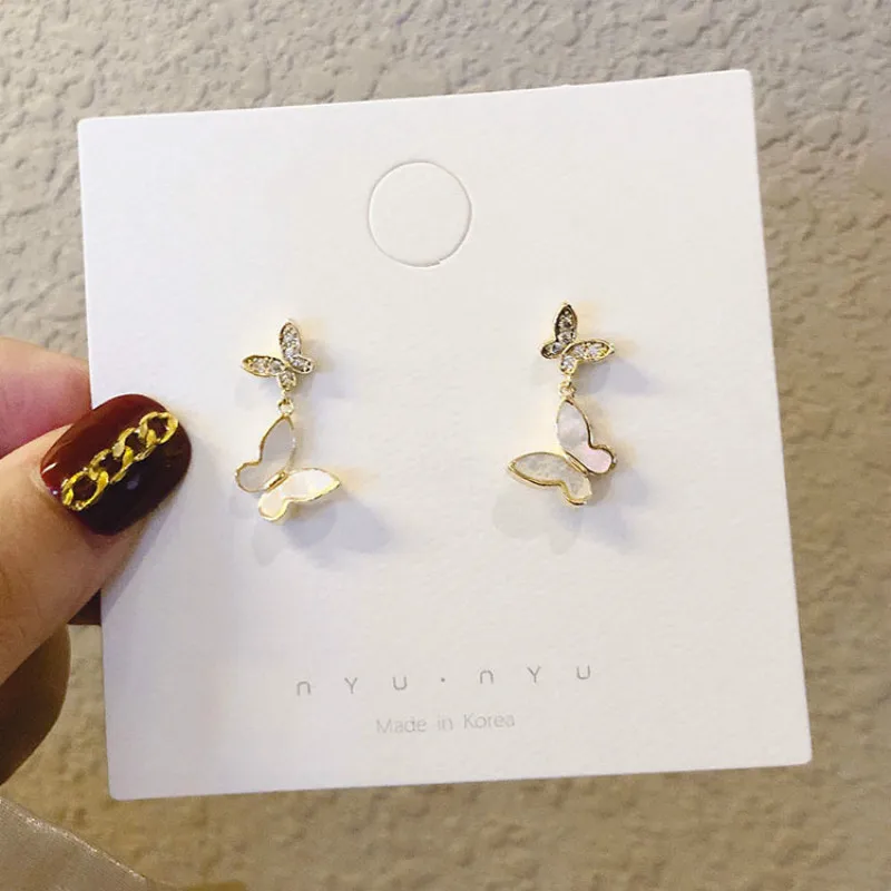 

2019 New Zinc Alloy Trendy Insect Women Dangle Earrings Seashell Butterfly Simple Korean Woman Delicate Small Earrings Jewelry