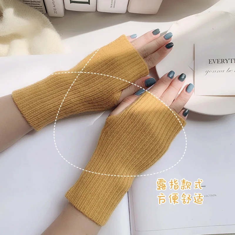 Women Gloves Stylish Hand Warmer Winter Gloves Women Arm Crochet Knitting Mitten Warm Fingerless Gloves for Women