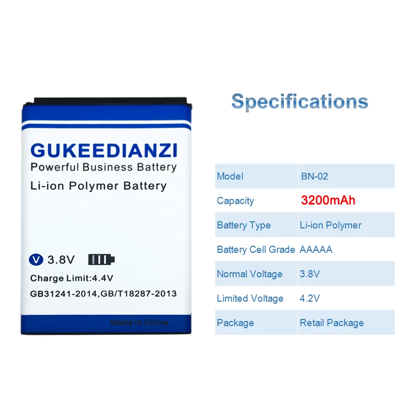 GUKEEDIANZI телефон батарея BN-02 для Nokia XL 4G RM-1061 RM 1061 RM-1030 RM-1042 3200 мАч Высокое качество замена батареи