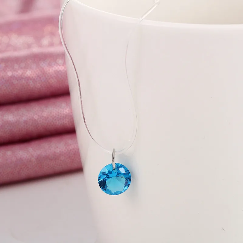 

New Mermaid Teardrop Pendant Transparent Fishing Line Ms. Clavicle Chain Pendant Necklace Jewelry