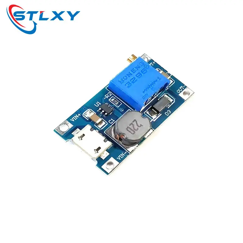 MT3608 DC-DC 조정 가능한 부스트 모듈 2A 부스트 플레이트 스텝 업 모듈, 마이크로 USB 2V-24V 5V 9V 12V 28V