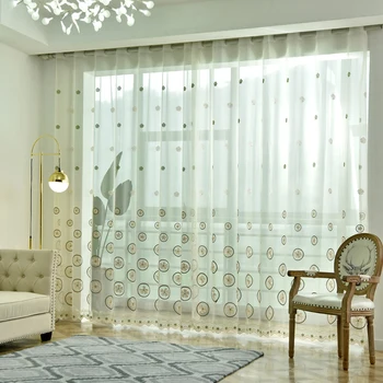 

Transparent Window Circle Tulle Voile Kitchen Sheer Organza Luxury Curtains Doors For Living Room Curtain Drapes 436&30