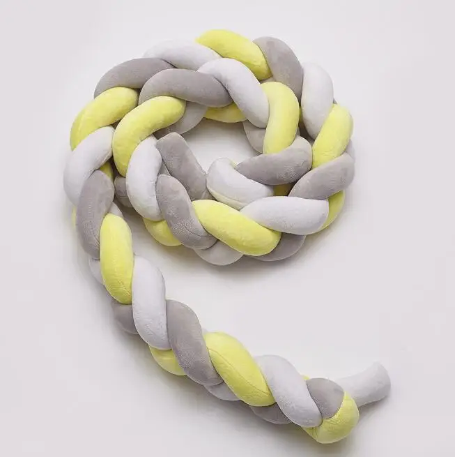 2m yellow white gray 2,2 м длина ребенок ручной работы noary узел новорожденный кровать бампер длинная завязанная коса подушка детская кровать бампер узел кроватка декор для детской комнаты - Цвет: 2m yellow white gray