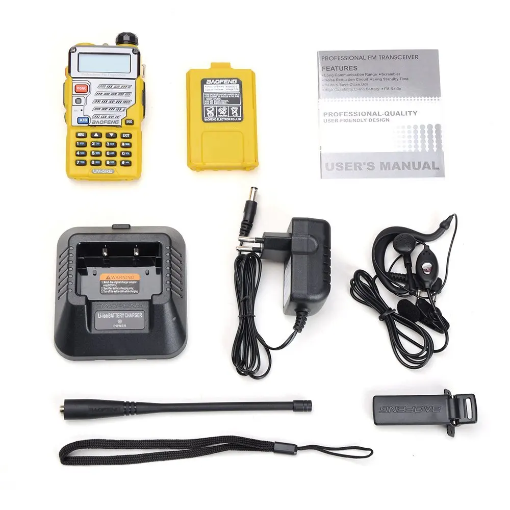 Baofeng UV-5RE желтый двухканальные рации двойной VHF UHF Boafeng Профессиональный трансивер 5 Вт Портативный UV 5R Охота Ham радио