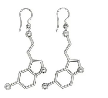 New Creative Sliver Earrings Chemical Molecular Ear Rings Studs for Dopamine Science Students Chemistry Set Birthday Gifts