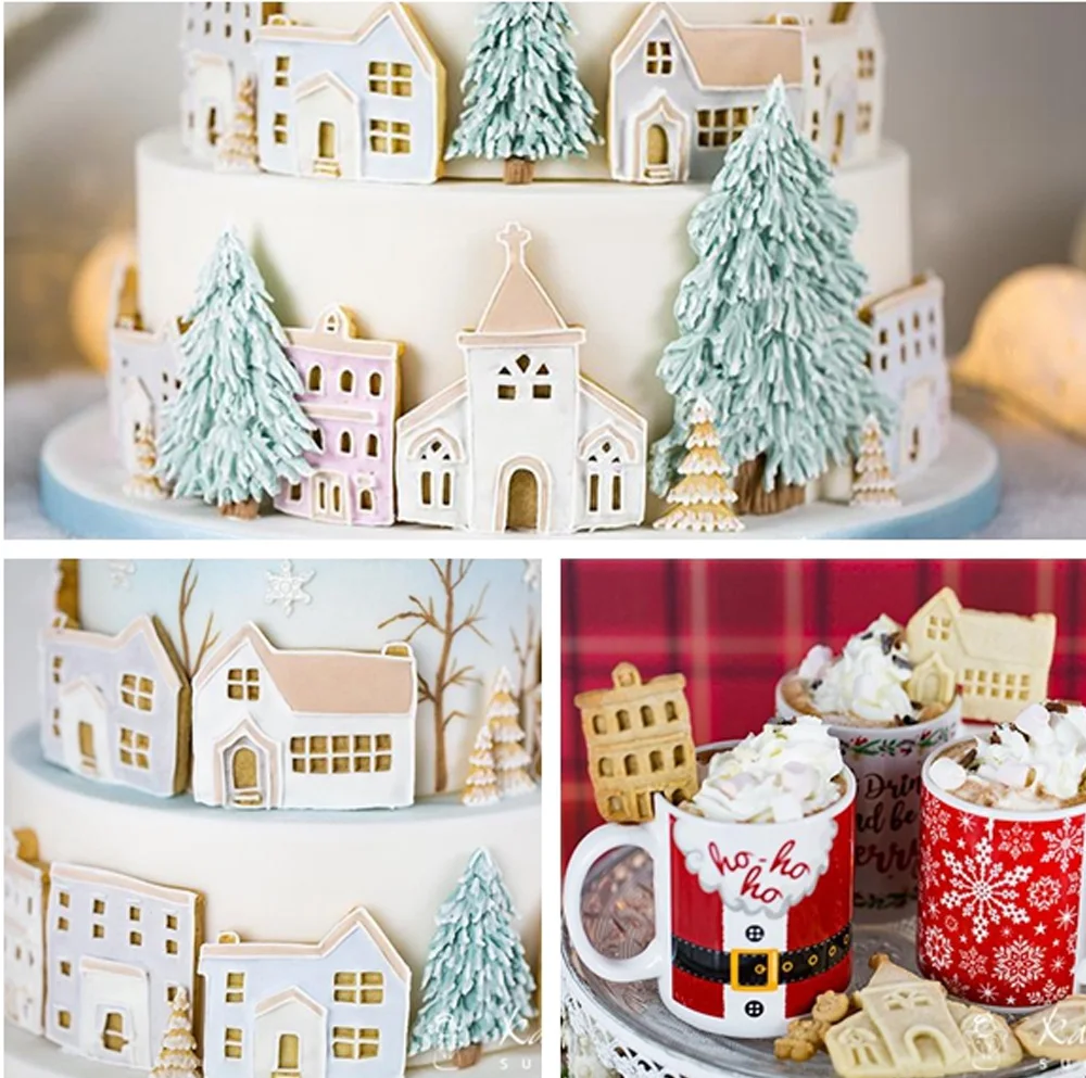 

Silicone Mold Baking Mold Cake Mould 3d Creation Castle Kitchen Decoration House Family Snowman Decor