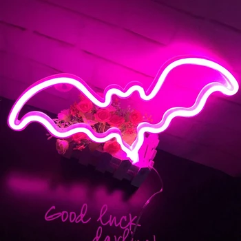 

Fashion Colorful Neon Bat Led Neon Sign Light Holiday Xmas Party Wedding Decorations Kids Room Night Lamp Home Wall Decor Bar