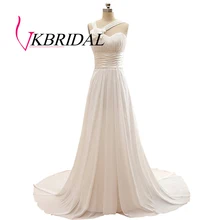VKBRIDAL, Пляжное свадебное платье цвета слоновой кости, шифоновое плиссированное платье ручной работы с цветами размера плюс, платья невесты на шнуровке сзади