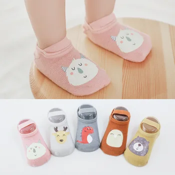 

Spring Summer Thin Printing 0-1-3 Newborn Anti-off Short Boat Socks Cartoon Baby Non-slip Floor Socks