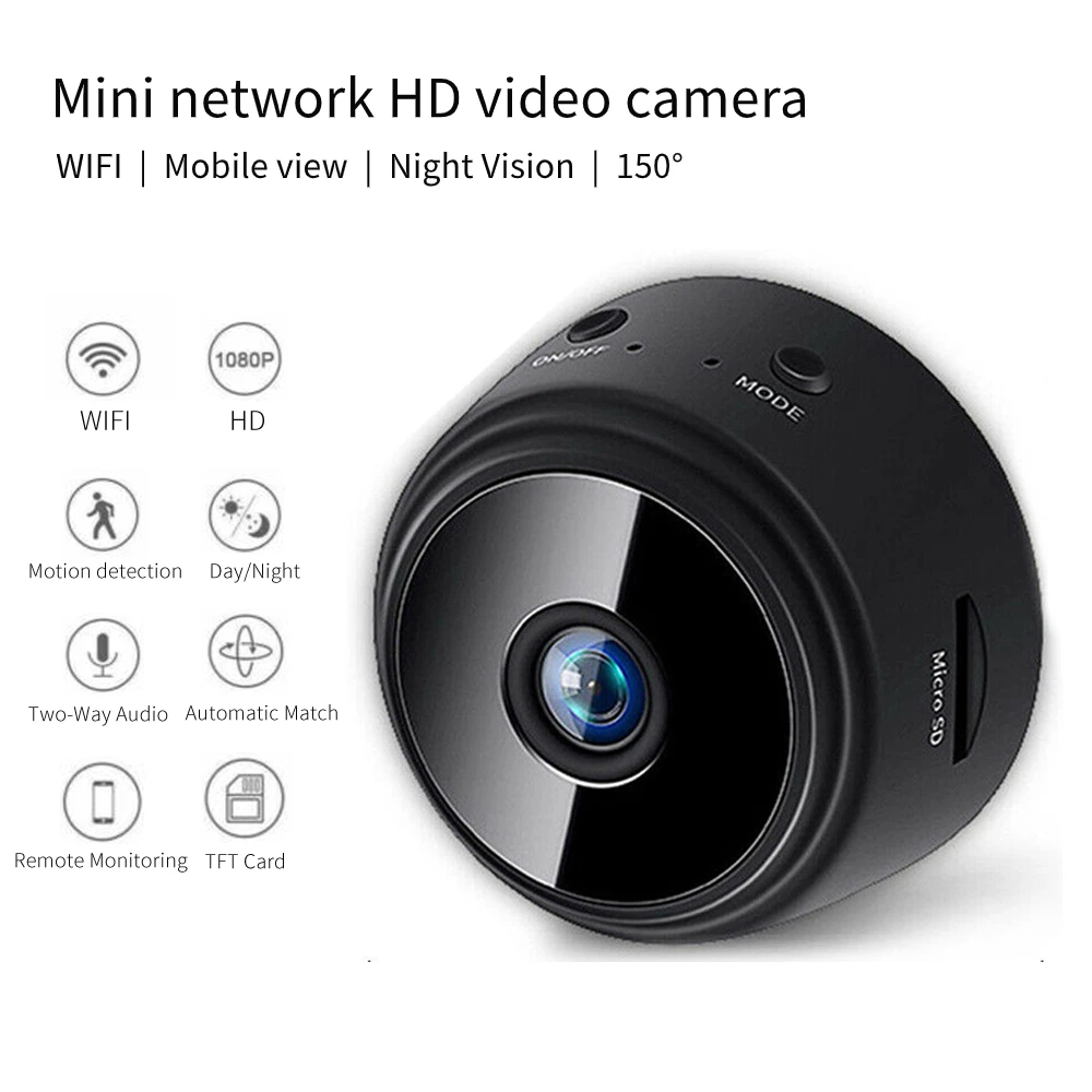 

Mini camera wireless wifi network home security 2MP HD 1080p hard disk recorder night vision remote control brand new