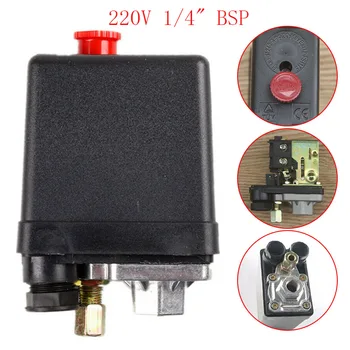 

1pc Black 220V 1/4" BSP 1 Port Single Phase Air Compressor Pressure Switch On/Off Button Control Switch for Water Pumping System
