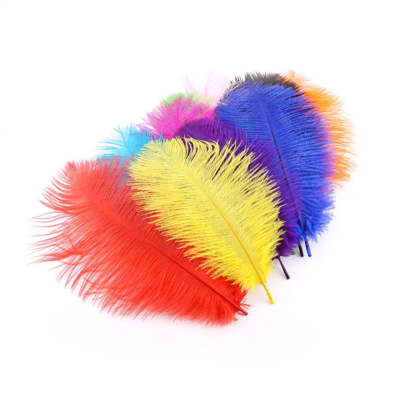 Лучшие продажи ремесла 10 шт. натуральный окрашенный Страус волос 20-25 см свадебное