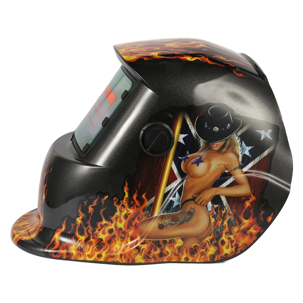 

Hot Flame Skull Solar Energy Automatic Variable Light Welding Mask TIG Spot Welding Helmet Cap with Adjustable Headband Knob
