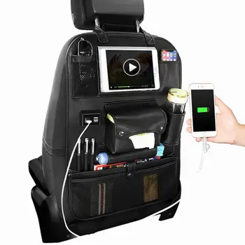

2020 New Car Seat Back Organizer 4 USB Charge Storage Bag Holder Travel Multi-function Pocket Stowing Tidying Auto Accessories