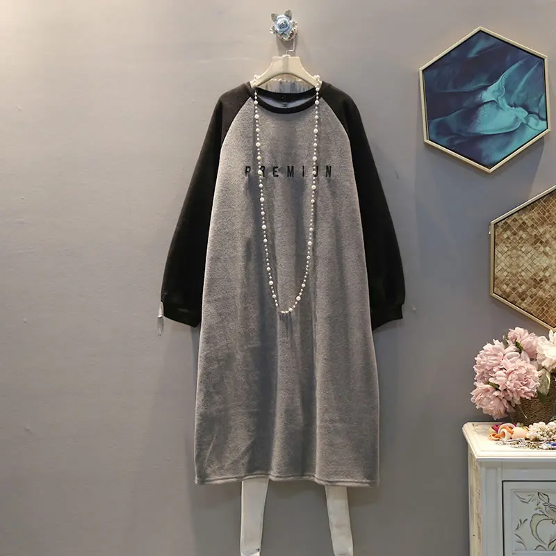 dark grey DMY2203 XITAO плиссированное платье с буквенным принтом для женщин Модный пуловер Элегантное маленькое свежее Лоскутное Платье Богиня веер миноритарное Повседневное платье DMY2203 - Цвет: dark grey DMY2203