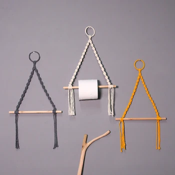 

1pcs Toilet Paper Holder Weave Towel Hanging Rope Bathroom Roller Paper pendant for Home Hotel Decoration Supplies 3 colors