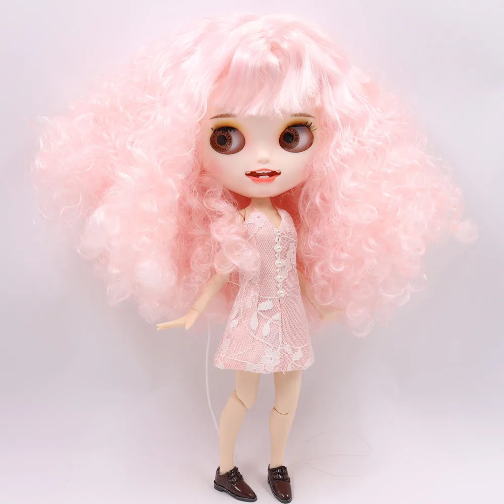 Ледяной обнаженный Blyth кукла No. QE126/300 розовые волосы резные губы открытый рот матовые индивидуальные лица сустава тела 1/6 bjd