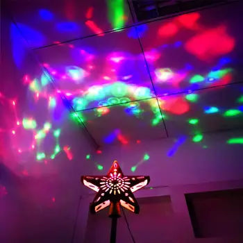 

3D Hollow Star Christmas Tree Top Rotatable LED Snowflake Projector Lights Enhance Holiday Atmosphere Decor