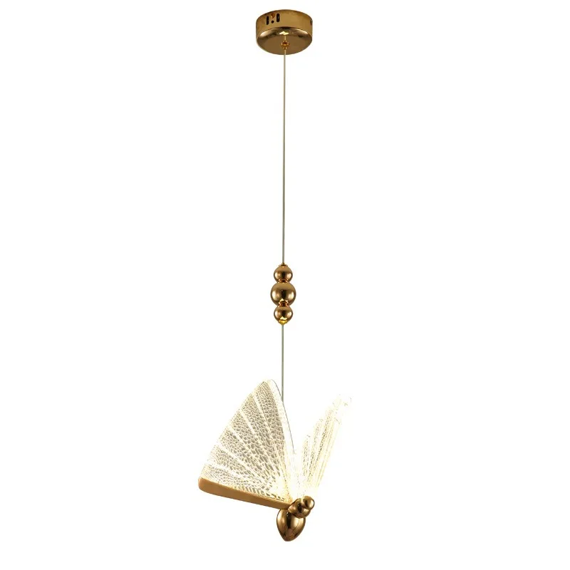 

Loft Bedroom Iron Art LED Pendant Lights Nordic Modern Creative Restaurant Stairs Acrylic Butterfly Hanging Luminaire