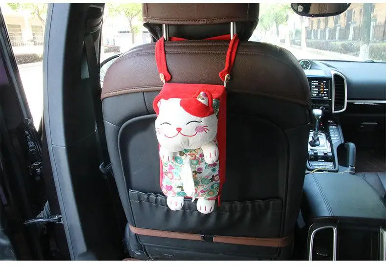 Многофункциональный богатый Кот Висячие картонные полотенце с героем мультфильма сумка автомобильные коробки для полотенец подвесные автомобильные принадлежности - Название цвета: Красный