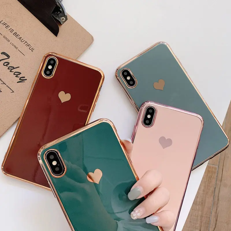Lovebay гальваническое покрытие Любовь Сердце чехол для телефона для iPhone 7 8 6 6s Plus 11 Pro X XR XS Max противоударный Мягкий ТПУ силиконовый чехол