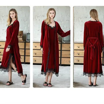 

Autumn Spring Fleece Women Bathrobe Mujer Pajamas Lady Nightgown Christmas Gift Home Clothes Sleep Dressing Robe Sets Domir Tops